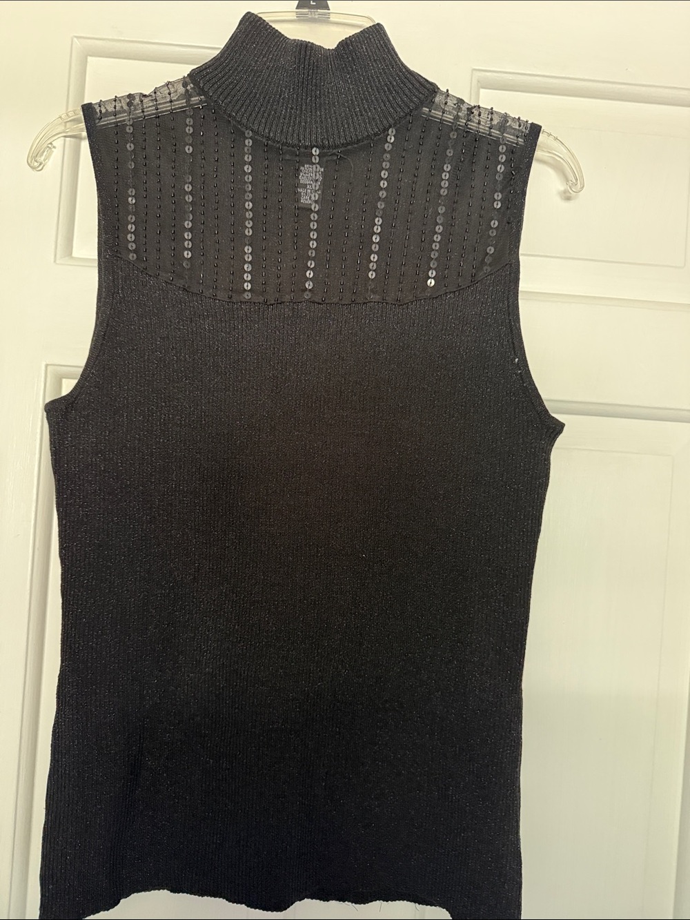 Cable & Gauge Black Sequin Mock Neck Tank